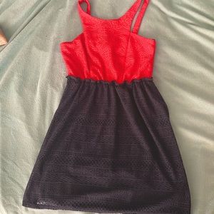 Mini summer dress. Coral and navy.